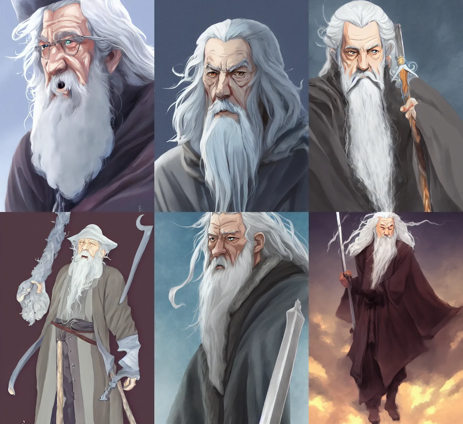 Prompt: Gandalf the Grey, in the style of Krenz Cushart