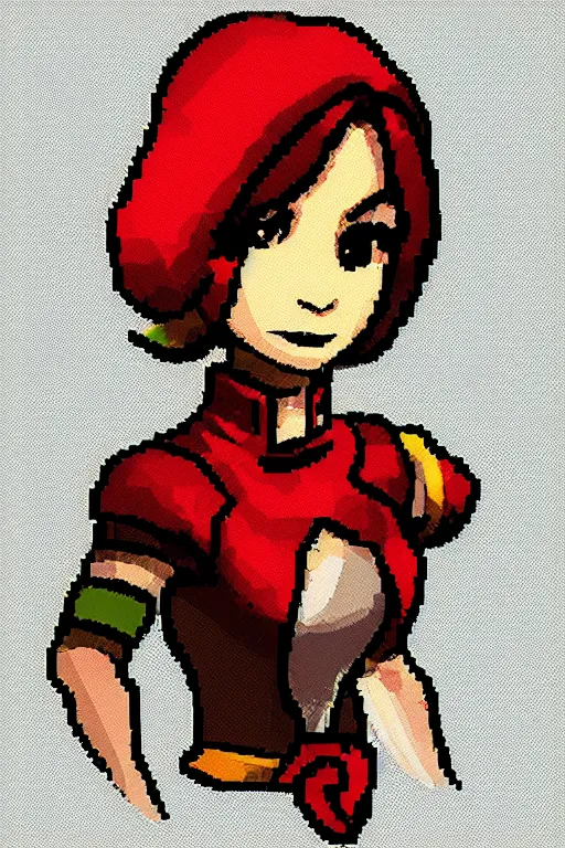 Image similar to an in game portrait of robin from iconoclasts, iconoclasts art style.