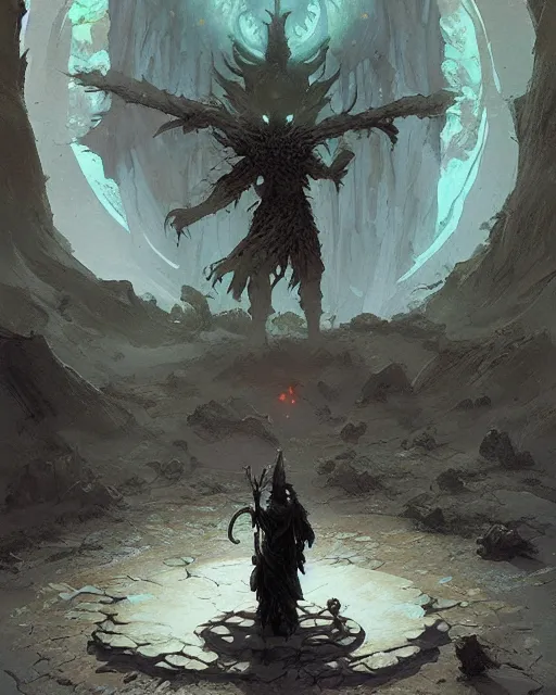 Image similar to a druid standing in a circle at the beginning of the world by greg rutkowski and frank frazetta and peter mohrbacher and marc silvestri