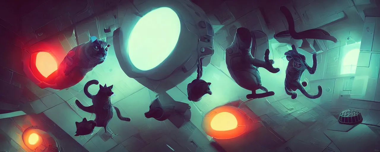 Image similar to duotone noir scifi concept illustration of 3 d mesh of cat inside box zero gravity glowing 3 d mesh quantum portals, glowing eyes, octane render, surreal atmosphere, volumetric lighting. accidental renaissance. by sachin teng and sergey kolesov and ruan jia and heng z. graffiti art, scifi, fantasy, hyper detailed. trending on artstation