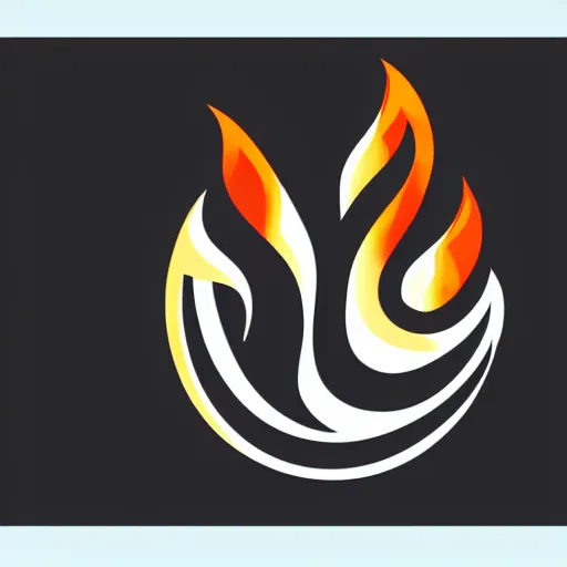 Image similar to a vector llustration logo of fire, black and white, smooth curves, negative space is mandatory