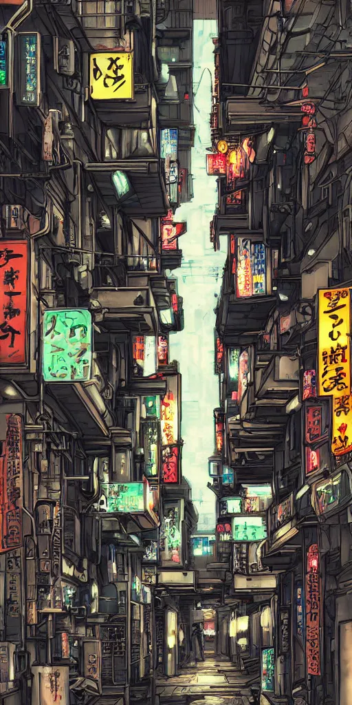 Image similar to a back alley in cyberpunk Tokyo by kirokaze