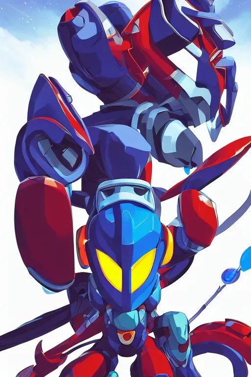 Image similar to robot ninja mask helmet megaman x zero rockman 2 0 2 2 switch game boss legacy collection fanart artsation, art gta 5 comics, behance hd by jesper ejsing, by rhads, makoto shinkai and lois van baarle, ilya kuvshinov, rossdraws global illumination ray tracing