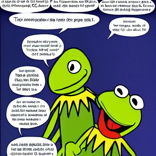 Prompt: kermit and god the conversation