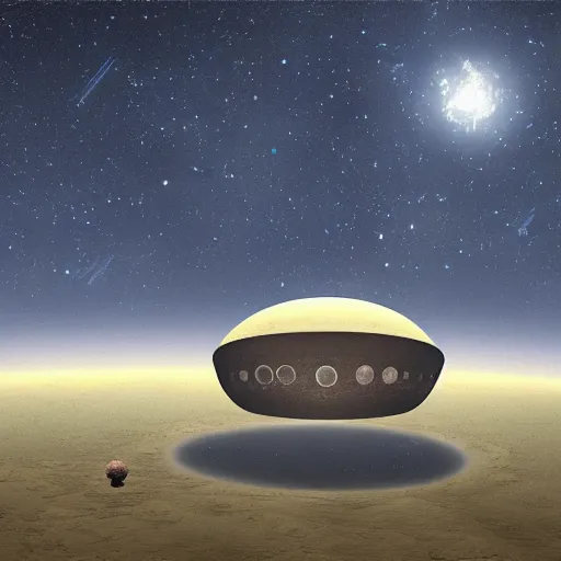 Image similar to ufo seen next to a star from a distance concept art image