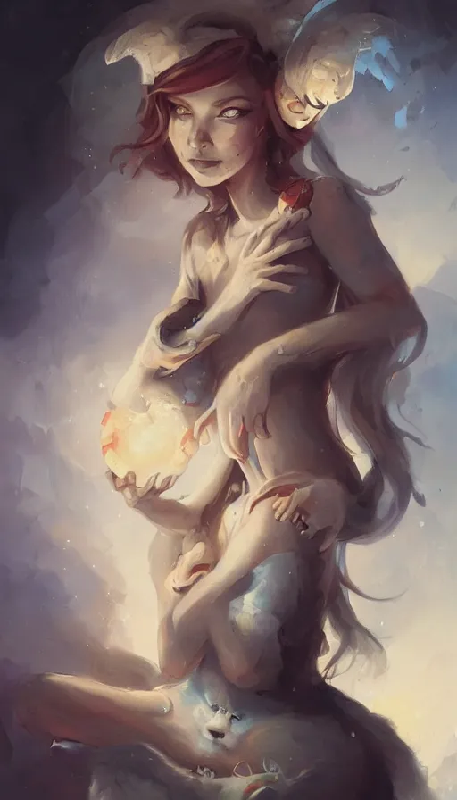 Image similar to portrait of cute girl, by peter mohrbacher