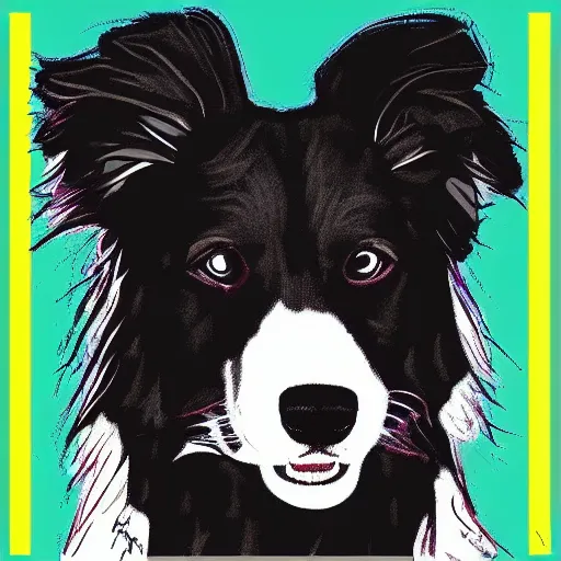 Prompt: a border collie by andy warhol, digital art, trending on artstation