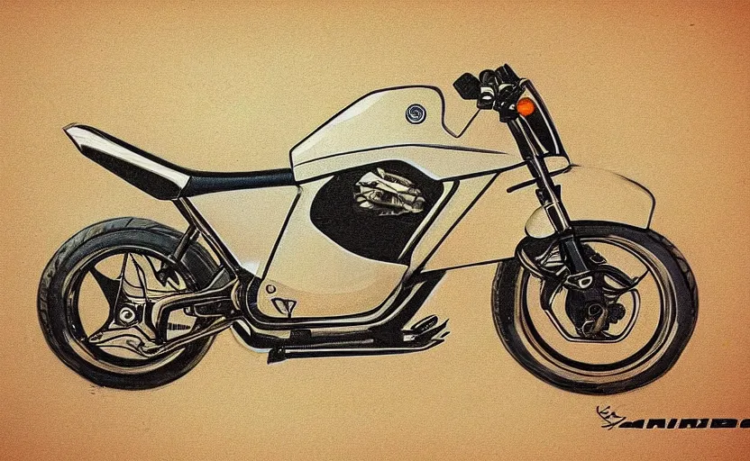 Prompt: 1 9 8 0 s yamaha sport motorcycle concept, sketch, art,