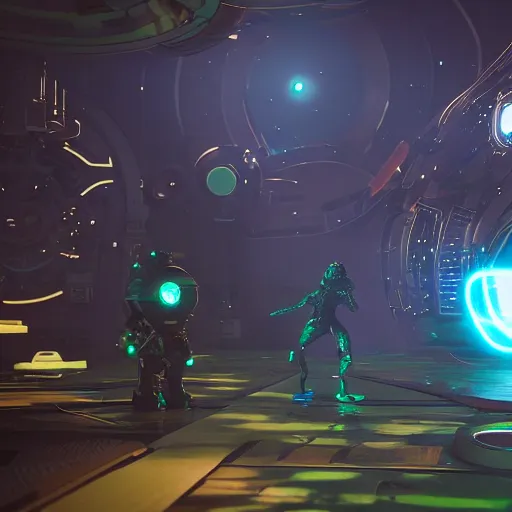 Image similar to clockwork spacestation shooting green lasers, unreal engine, fantasy art