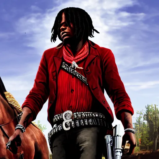 Image similar to Rapper Chief Keef In red dead redemption 2 digital art 4K quality super realistic