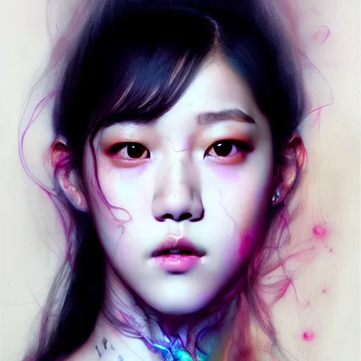 Prompt: jisoo of blackpink, hyperrealistic portrait, fractals, by karol bak and agnes cecile, fantasy art, photo realistic, dynamic lighting, artstation, poster, volumetric lighting, very detailed face, 8 k, award winning