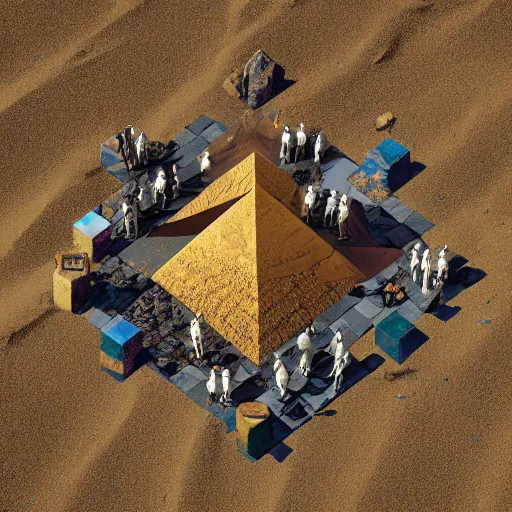 Prompt: people in the three body problem game,desert,pyramid,digital art,high detail,4k