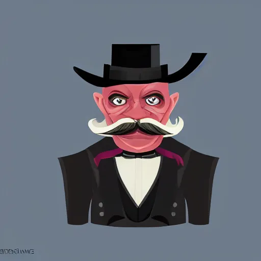 Image similar to a cartoonishly evil goblin, supervillain, top hat and luxurious moustache, portrait, d & d character portrait, victorian clothing, digital art, 8 k,