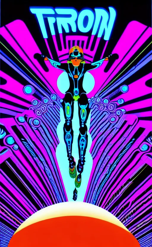 Prompt: psychedelic mushrooms from the movie tron wide angle shot, white background, vector art, illustration by frank frazetta