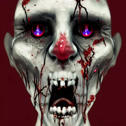 Image similar to decayed zombie face, symmetrical, artstation