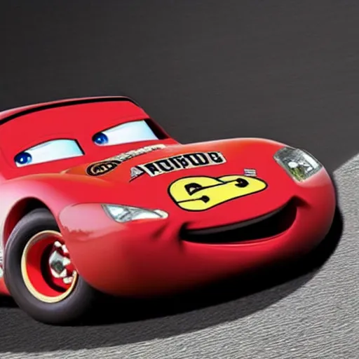 Prompt: a real car, photo of which was used as reference in designing lightning mcqueen