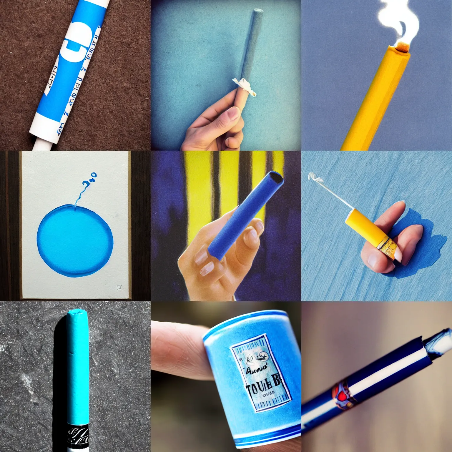 Prompt: touch blue cigarette