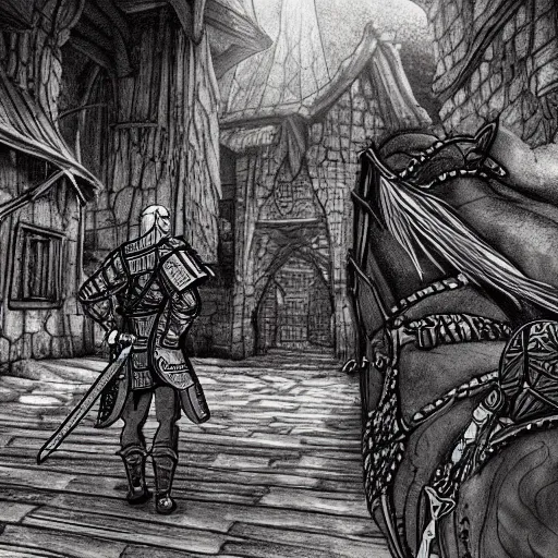 Image similar to highly detailed doodle art of scenes from the witcher fanart, detailed and intricate environment