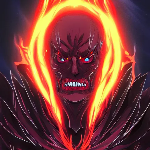 Image similar to portrait of dark biden as the master of the dark flames of destruction, anime fantasy illustration by tomoyuki yamasaki, kyoto studio, madhouse, ufotable, trending on artstation