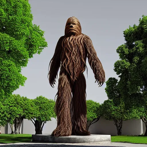 Prompt: “ chewbacca version of the statue of david, in the center of the garden in front of the italian art school of medici, renaissance environment, 1 9 8 0 s sci - fi character design, 3 d render, unreal engine 5, ray tracing, hyper detailed ”