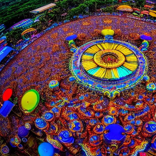 Prompt: a giant goa music festival, millions of people, intricate, highly detailed, centered, zeiss lens, 2 0 mm wideangle, photography