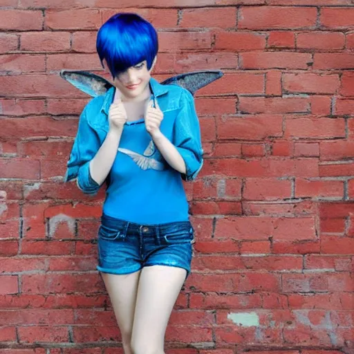 Image similar to photo of young cute punk girl with blue pixie cut, hyper detailed h - 1 0 2 4 w - 1 0 2 4