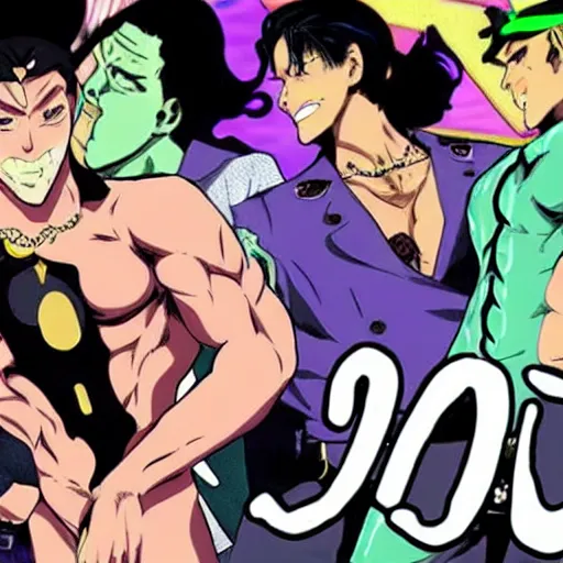 Image similar to gachimuchi in JoJo's bizarre adventure anime style