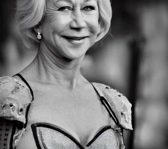 Image similar to Helen Mirren as a cartoon character in Lego Star Wars; f/1.4; 90mm