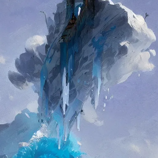 Prompt: a glaive!!! with blue water!! dripping from the top, style of greg rutkowski