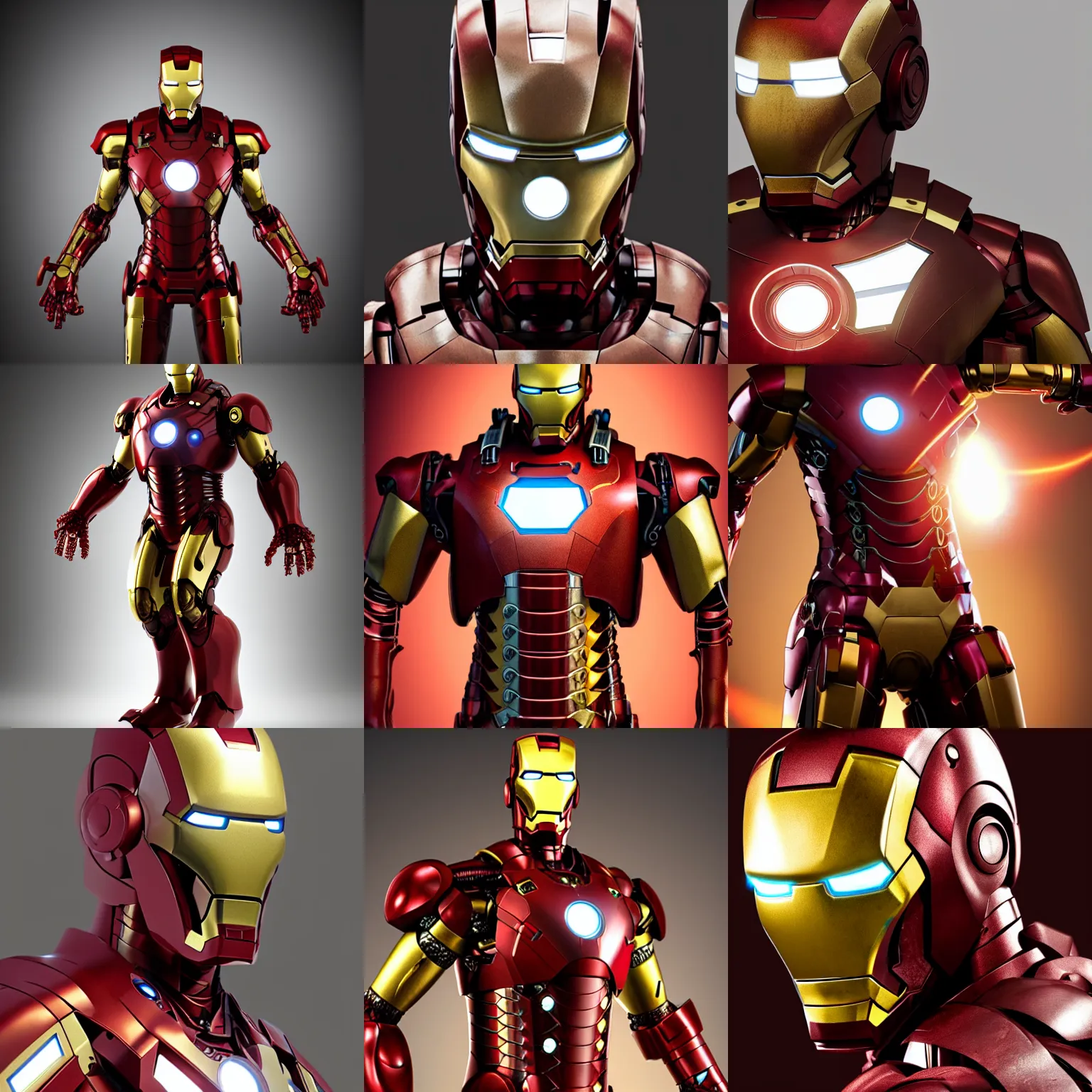 Prompt: still photo of steampunk iron man, studio lighting, unreal engine 5 quality render, photorealistic portrait, highly detailed, bright studio setting, crisp quality and light reflections