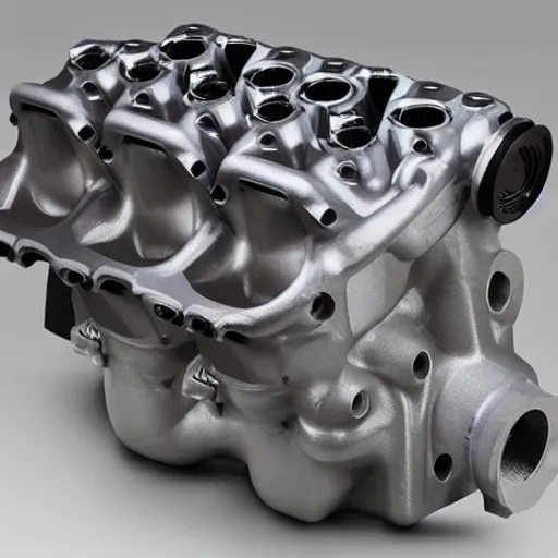 Prompt: cast aluminum inline 4 engine block turbo charged L3-VDT 2.3 MZR