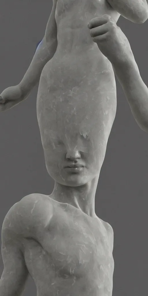 Image similar to weird marble statue close up in a dark room, creepy and eerie athmosphere, mist, godrays, photorealistic, highly detailed, unreal engine