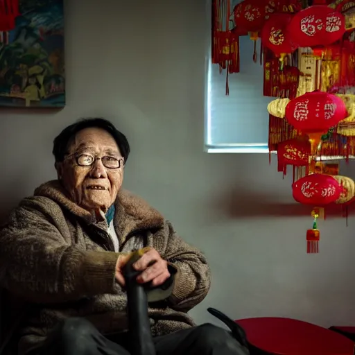 Prompt: portrait of the last living gamer by chinese new year pictures