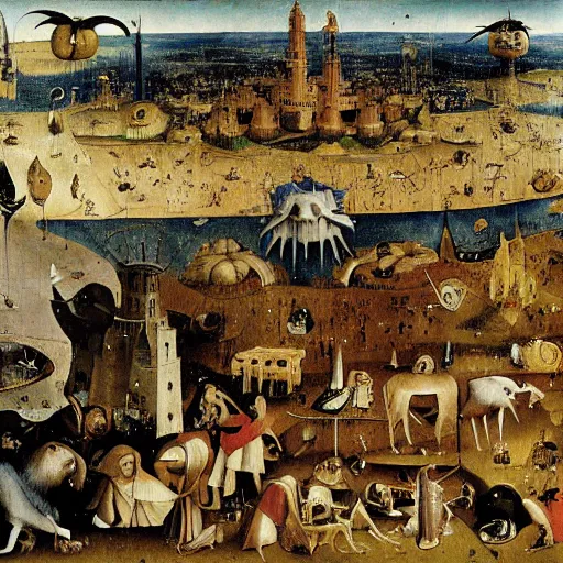 Image similar to fall of baghdad by hieronymus bosch