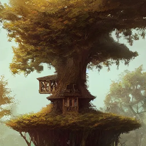 Image similar to A mansion in the tree , Greg rutkowski, Trending artstation, cinematográfica, digital Art