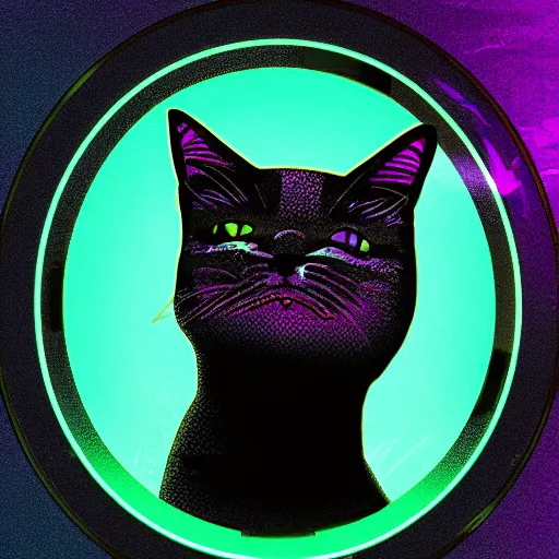 Image similar to cat head, portrait, vaporwave, synthwave, neon, vector graphics, vector art, sharp, crisp, clean, cinematic, volumetric lighting, f 8 aperture, cinematic eastman 5 3 8 4 film, lightning in background