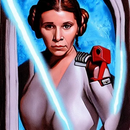 Image similar to leia from star wars painted by michelangelo