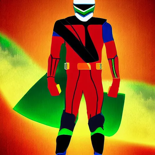 Image similar to lawrence fishburne as the traffic light power ranger, digital art, highly detailed