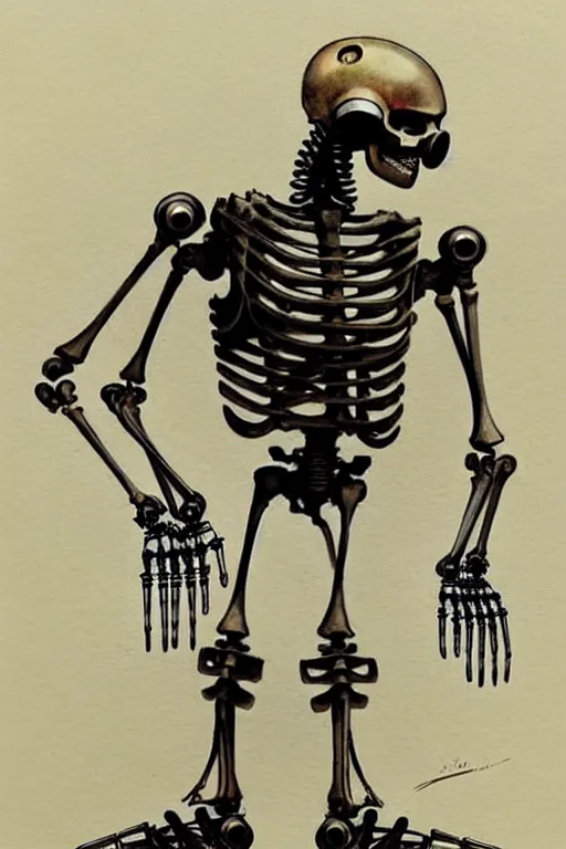 Prompt: ( ( ( ( ( 1 9 5 0 s retro future robot skeleton. muted colors. ) ) ) ) ) by jean - baptiste monge!!!!!!!!!!!!!!!!!!!!!!!!!!!!!!