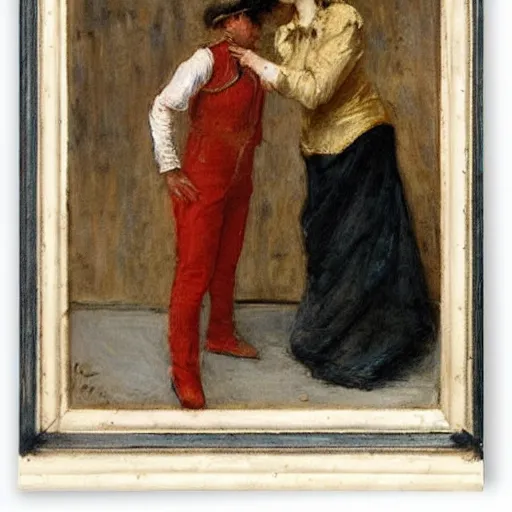 Image similar to worker and actress saying goodbye by alfred stevens