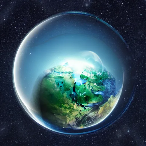 Image similar to photo of Earth inside a water bubble, bokeh, artstation