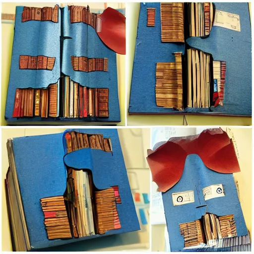 Image similar to recycled book art of disney's alice in wonderland