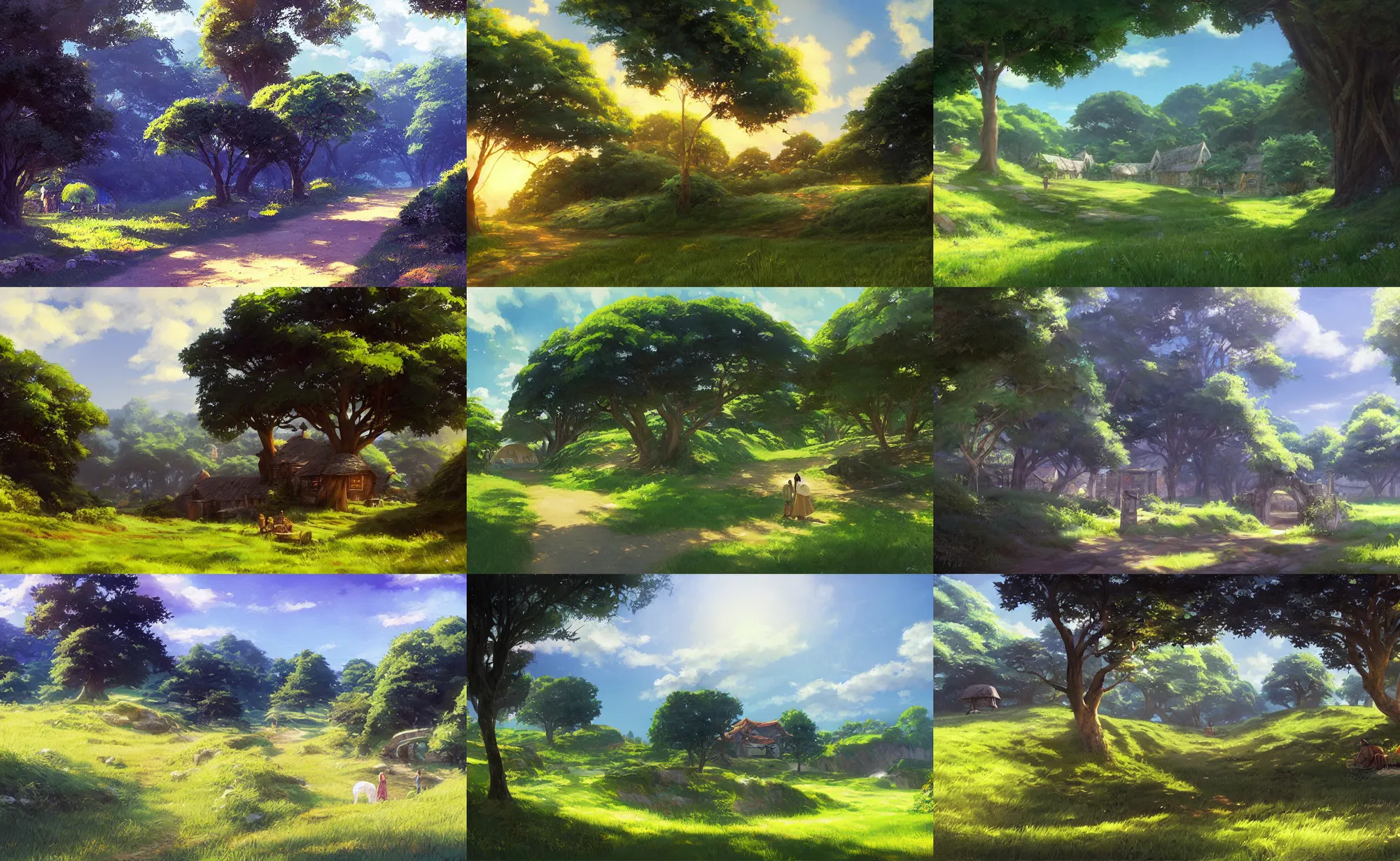 Prompt: The Shire, painting by Makoto Shinkai