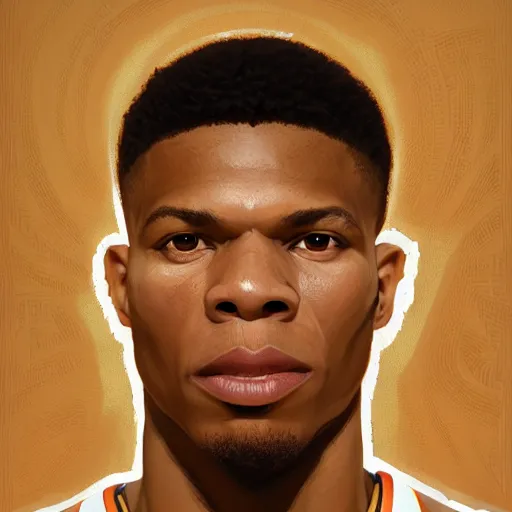 Prompt: giannis antetokounmpo, 3 d character art, wearing basketball jersey, symmetrical facial features, from arknights, hyper realistic, 4 k, rule of thirds, extreme detail, detailed drawing, trending artstation, realistic lighting, by alphonse mucha, greg rutkowski, short neck