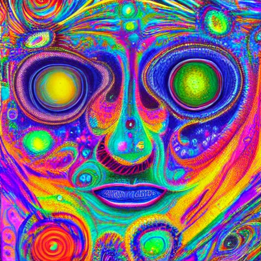 Image similar to a very high hyperdetailed painting of 👽💻🌌 psychedelic spiritual art