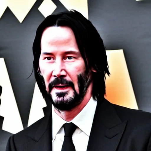 Image similar to Keanu Reeves gives commandments to the people