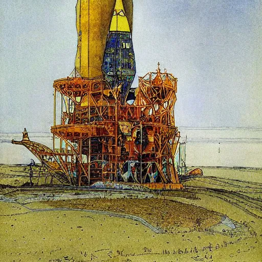 Prompt: spaceship by carl larsson