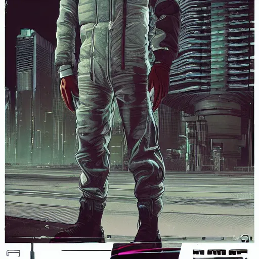 Image similar to a cyberpunk man with implants, techwear, Industrial Scifi, detailed illustration, character portrait, by Martin Grip and Moebius