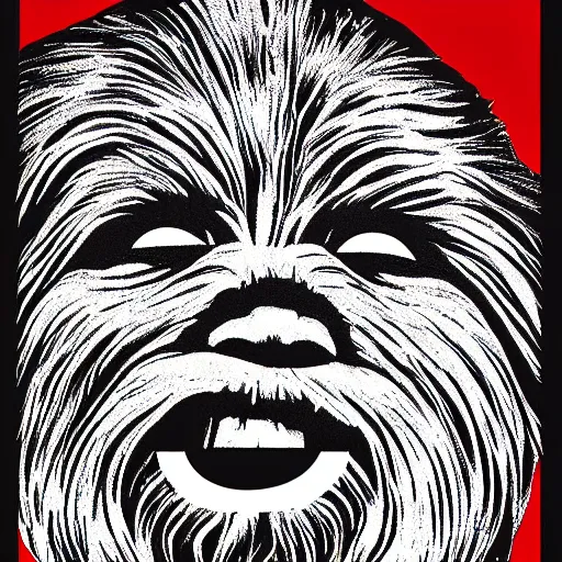 Prompt: chewbacca presidential election poster showing close up of chewbacca face duotone by sheperd fairey