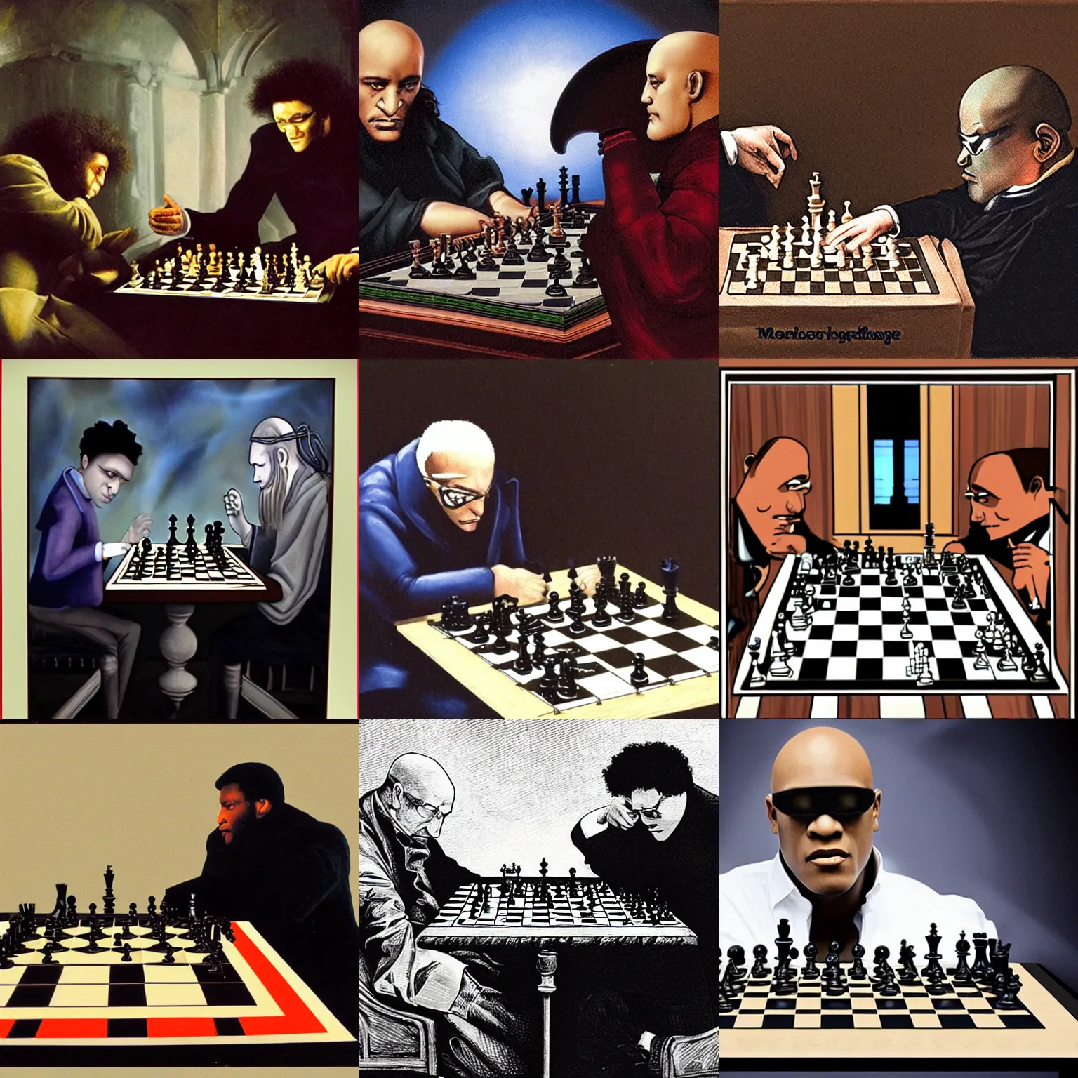 Prompt: morpheus playing chess